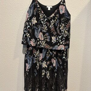 Floral Black Sleeveless Romper